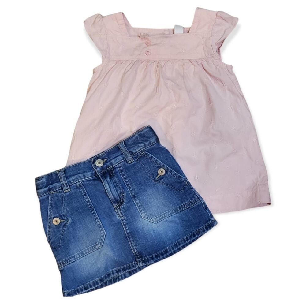 Oshkosh B'gosh Vintage Girls top and Denim Skort Skirt